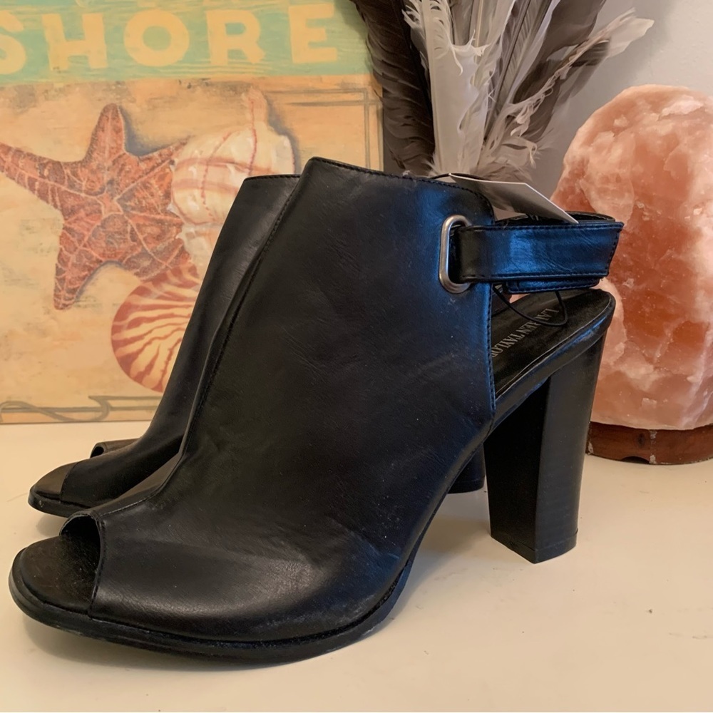 Black Open-Toe Block Heel Booties - Women Shoes Heels